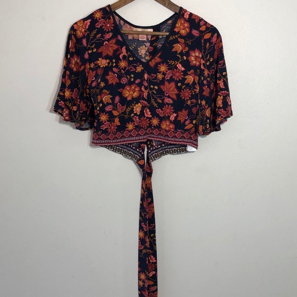 Flower print crop top - Size XS - Picture 2 of 6